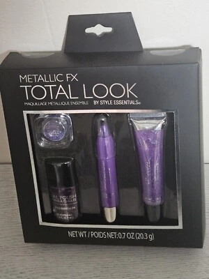 Juego de regalo metálico FX Total Look 4 piezas PÚRPURA brillo ojos uñas labios nuevo en caja Foto 1 de 4