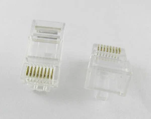 10x RJ45 RJ-45 Network Cable Modular Plug Ethernet CAT5 8P8C Gold Connector End - Picture 1 of 3