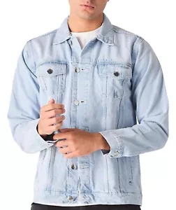JMOJO Stylish Mens Denim Jacket Classic Western Cotton Trucker Jean Jackets - Picture 1 of 6