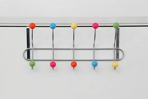 10 HOOK MULTI COLOUR OVER THE DOOR HANGER RACK CHROME CLOTHES COAT  - Picture 1 of 5