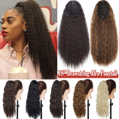 140G Thick Afro Kinky Curly Ponytail Puff Drawstring Clip in Hair Extensions US - Image 1 of 4