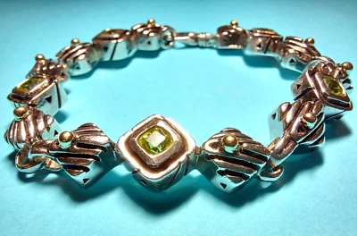 Pulseira de prata esterlina peridoto John Atencio ouro 18k, 35,72 gramas - Imagem 1 de 4