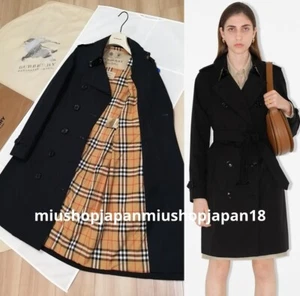 BURBERRY Trench Coat Authentic Heritage CHELSEA Long w/Belt Navy UK4/US2/IT36 - Picture 1 of 14