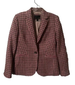 Blazer donna J CREW taglia 4 Campbell rosa pied de poule misto lana bottoni foderato 1887 - Foto 1 di 6
