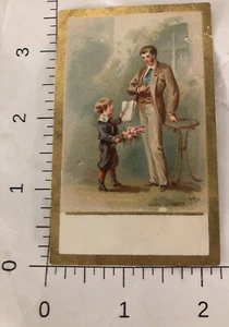 Carta commerciale vittoriana uomo in tuta e bambino VTC 8 - Foto 1 di 2