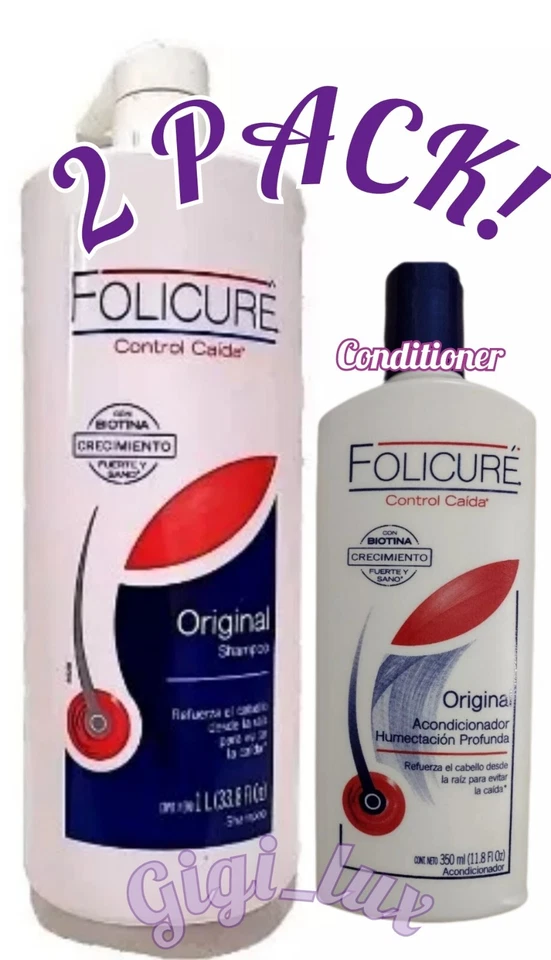 2X Folicure SHAMPOO & CONDITIONER Original 1 LITER X-Large Pump & 350mL COMBO!🔥 - Image 1 of 3
