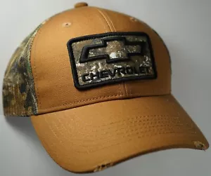 Gorra Sombrero Licencia Chevrolet Chevy Moño Borde Realtree Lona Malla Caqui OC - Imagen 1 de 2