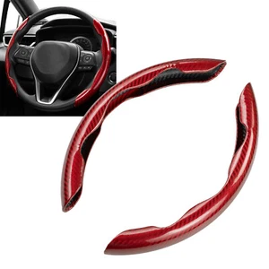 2 PIEZAS Rojo Volante Coche Cubierta Elevadora Fibra de Carbono Antideslizante Accesorios EE. UU. - Imagen 1 de 13