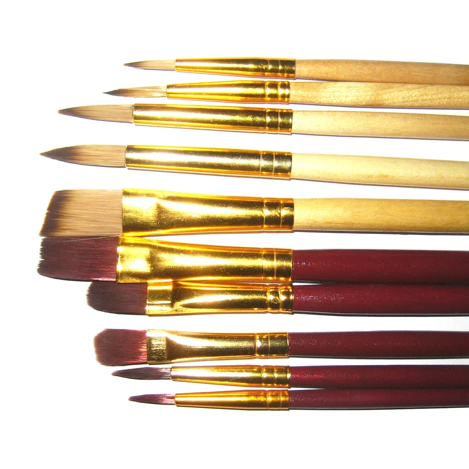 PINCEAUX ET BROSSES POLYAMIDE POUR HUILE ACRYLIQUE NEUFS LOT DE 10 (5.5) - Photo 1/1