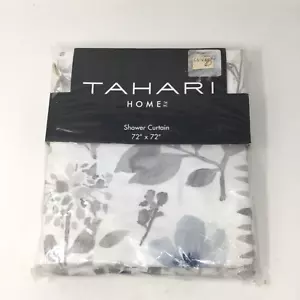 TAHARI Home 72" x 72" Watercolor Leaves Floral Gray Taupe Floral Shower Curtain - Picture 1 of 9