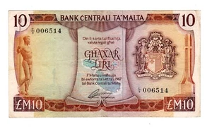 Malte MALTA Billet 10 LIRI POUNDS ND 1967 ( 1973 ) P33 VF BON ETAT - Picture 1 of 2