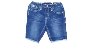 Love Indigo Girls 6X Raw Hem Denim Bermuda Shorts Elastic Waist Cincher - Picture 1 of 7