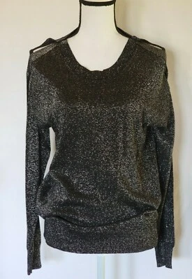 Top para mujer MICHAEL KORS Peekaboo detalle de botones en el hombro negro/plateado talla pequeña nuevo Foto 1 de 4