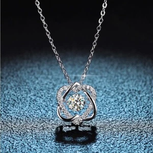 Elegant 925 Sterling Silver Beating Heart Moissanite Gemstone Pendant Choker - Picture 1 of 4