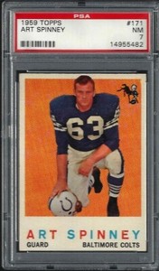 1959 Topps #171 Art Spinney Baltimore Colts PSA 7 NEAR MINT 14955482