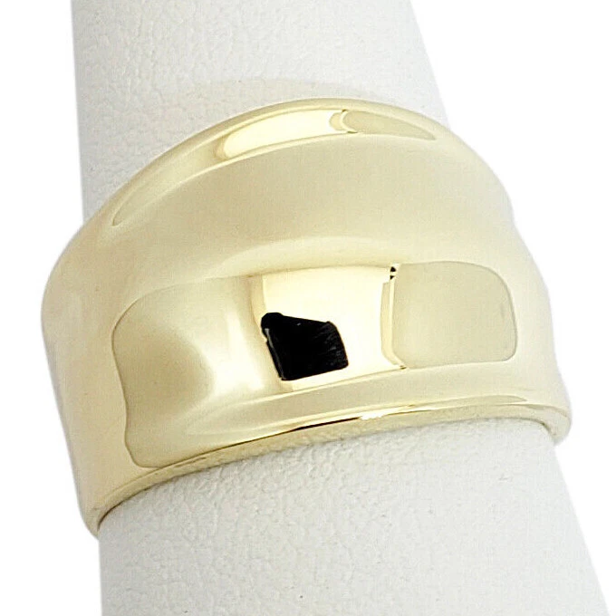Solid 14K Yellow Gold Cigar Ring, Gold Dome Ring 13mm Sizes 5 - 12 - Image 1 of 1