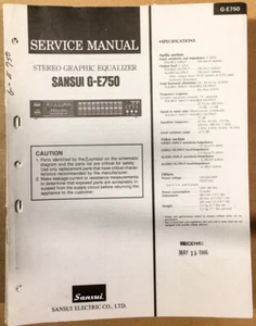 Sansui G-E750 Equalizer Service Manual *Original* - Picture 1 of 1