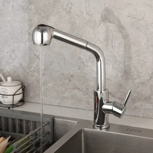 Grifo mezclador de fregadero de cocina giratorio 360° plateado de 2 vías con rociador - Imagen 1 de 12