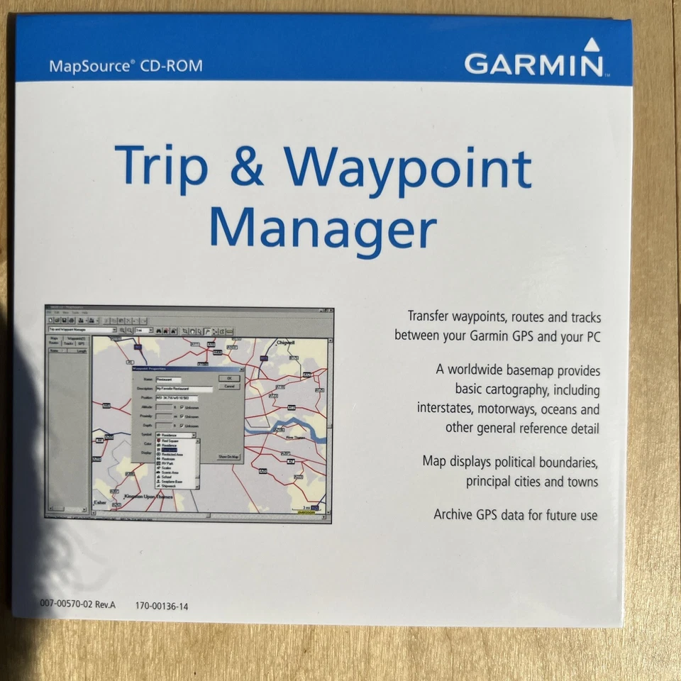 Garmin MapSource * Trip and  Waypoint Manager CD  version 5. ** New ** - Image 1 of 2