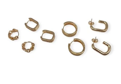 4 PAIRS SETS 18K  GOLD FILLED OVER BRASS  S EARRINGS SMALL HOOPS  - Image 1 of 4