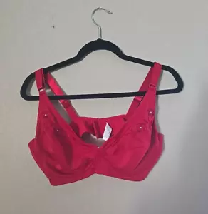Delta Bure Pink Embroidered Full Coverage Adjustable Straps Underwire Bra SZ 42D - Picture 1 of 6