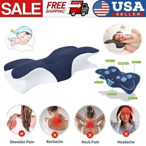 Cervical Memory Foam Pillow for Neck Pain Relief Ergonomic Neck Support Pillows - Picture 1 of 11
