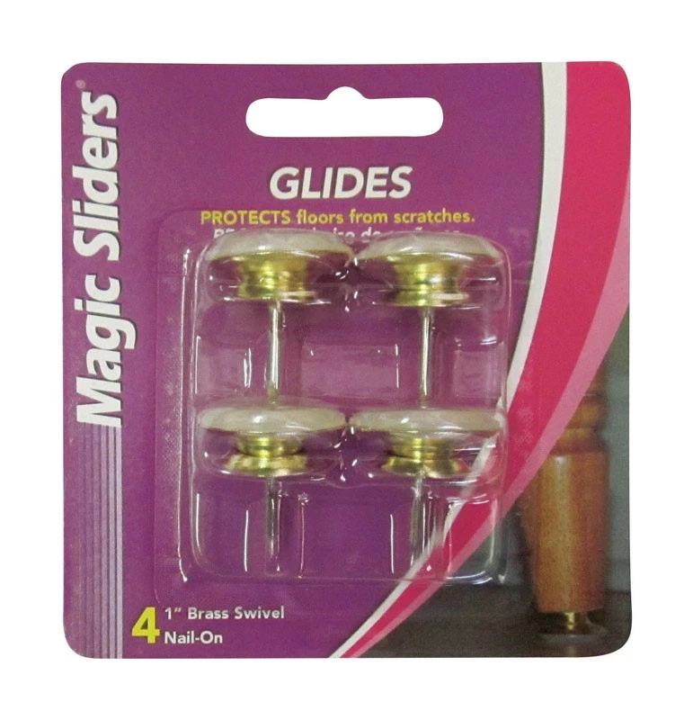 Magic Sliders 45461 Brass Round Swivel Nail-On Glide 1 in. - Image 1 of 1
