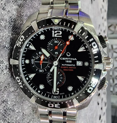 Certina Watch DS Action Diver Chronograph 45.7mm Automatic Steel Black Dial - Image 1 of 4