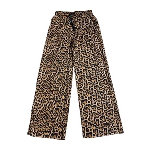 Love Poem Palazzo Leopard Stretch gerippt fließend weites Bein Hose Damen Medium - Bild 1 von 8