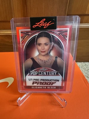2024 Elizabeth Olsen Leaf Metal Pop Century 1/1 Of One Pre-Production Proof Red - Image 1 of 2