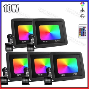 5X 10W LED Fluter Scheinwerfer Außen Strahler RGB mit Fernbedienung & Stecker DE - Imagen 1 de 12