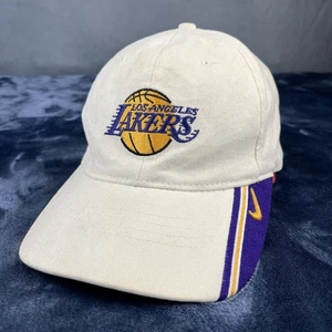 RARE VINTAGE NIKE TEAM Los Angeles LAKERS NBA SWOOSH L/XL HAT LA Patent pending - Picture 1 of 12