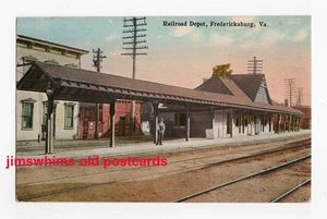 Fredericksburg, VA - Railroad Depot Bahnhof - Virginia Postkarte - Bild 1 von 2