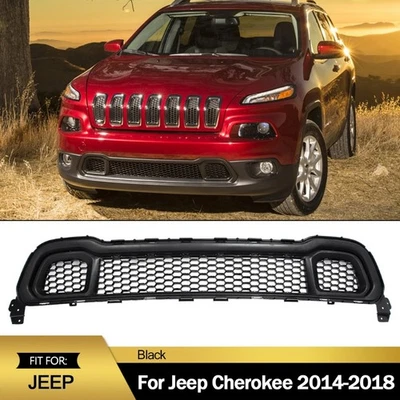 For Jeep Cherokee 2014-2018 Front Lower Bumper Cover Grille + Molding Trim Black Foto 1 de 4