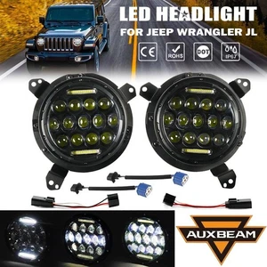 Pair 7" LED Headlights DRL + Mount Bracket Kit for Jeep Wrangler JL 2018-2023 - Picture 1 of 12