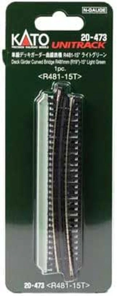 N Kato 20-473 Deck Plate Girder Bridge 19" 481mm Radius, 15 Degrees Light Green - Image 1 of 1