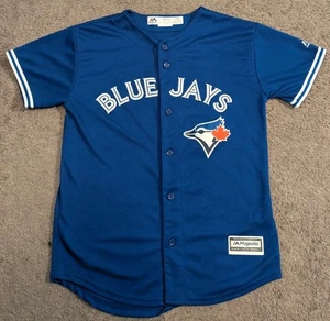Majestic MLB Toronto Blue Jays Blue Baseball Jersey Youth Large 14/16 - Picture 1 of 6
