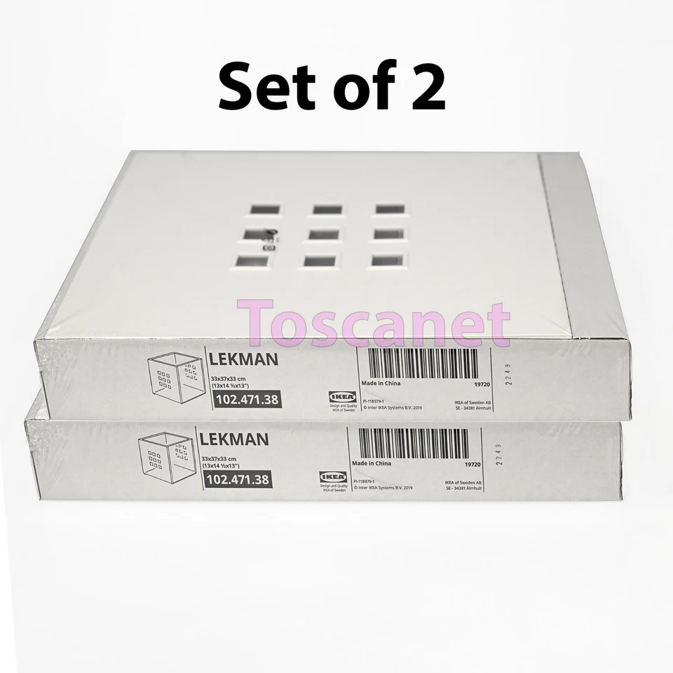 IKEA 2 Storage Boxes Lekman Shelf Unit Organizer White