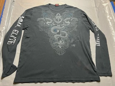 Camisa De Colección MMA Elite Para Hombres 2XL Negra Térmica Y2K Grunge Gótica Serpiente Envejecida Foto 1 de 4
