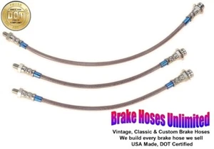 STAINLESS BRAKE HOSE SET Willys Jeep CJ-3B 1962 Late, 1963 1964 - Picture 1 of 2