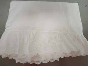 Ralph Lauren Bromley Sábana Plana Doble Ojales Volantes Blanca 100% Algodón NUEVA-2 Disponibles - Imagen 1 de 8