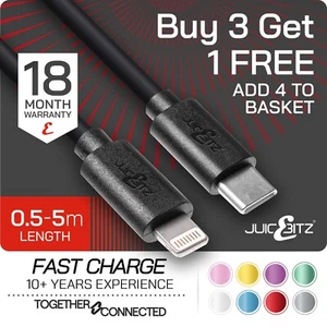 JuicEBitz® USB Fast Charger Cable for iPhone 7 8 X XS XR 11 12 13 14 Pro iPad - Picture 1 of 162