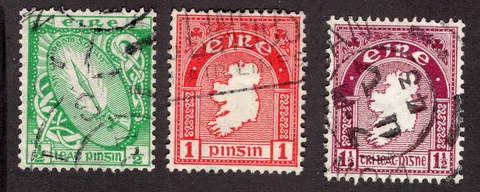 Ireland 1941 1/2p to 1 1/2p Short Set of 3, Scott 106-108 used, value = $4.20 Cover