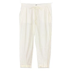J.CREW Linen-Blend Slim Wide-Leg Drawstring Pant 8 White Elastic Waist NWT B8 - Picture 1 of 6
