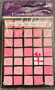 Tender Thoughts Greetings Thank You Notes & Envelopes 8ct. Pink Circles Squares - Picture 1 of 3