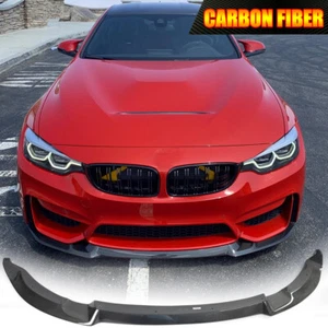 For BMW F80 M3 F82/F83 M4 2014-19 REAL CARBON Front Bumper Lip Spoiler Splitters - Picture 1 of 16