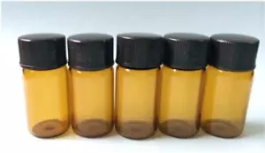 50pz Bottiglie Vetro 3ml Marrone 16*35mm con Coperchio Plastica Nero Nuove Buone - Foto 1 di 3