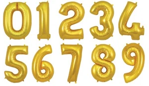 Gold 34" Number Shape Foil Balloon for Helium or Air Fill Birthday / Celebration - Picture 1 of 11