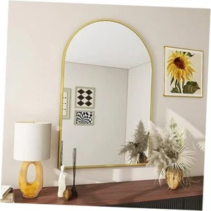 20"x30" Arch Bathroom Mirror, Wall Mounted Mirror Vanity Wall 30"L x 20"W Gold - Picture 1 of 7