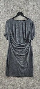 Chaps Gray Shift Dress Draped Waist Split Short Sleeves Women's Size L - Picture 1 of 10